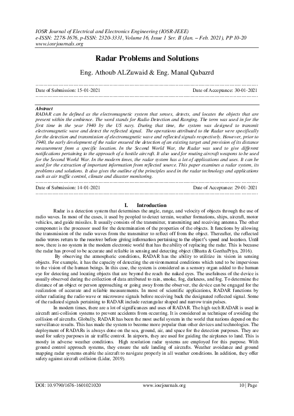 (PDF) Radar Problems and Solutions
