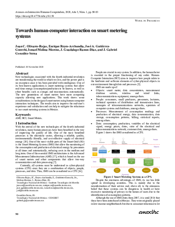 (PDF) Towards human-computer interaction on smart metering systems