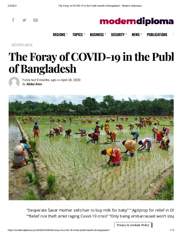 (PDF) The Foray of COVID 19 in the Public health of Bangladesh Modern ...