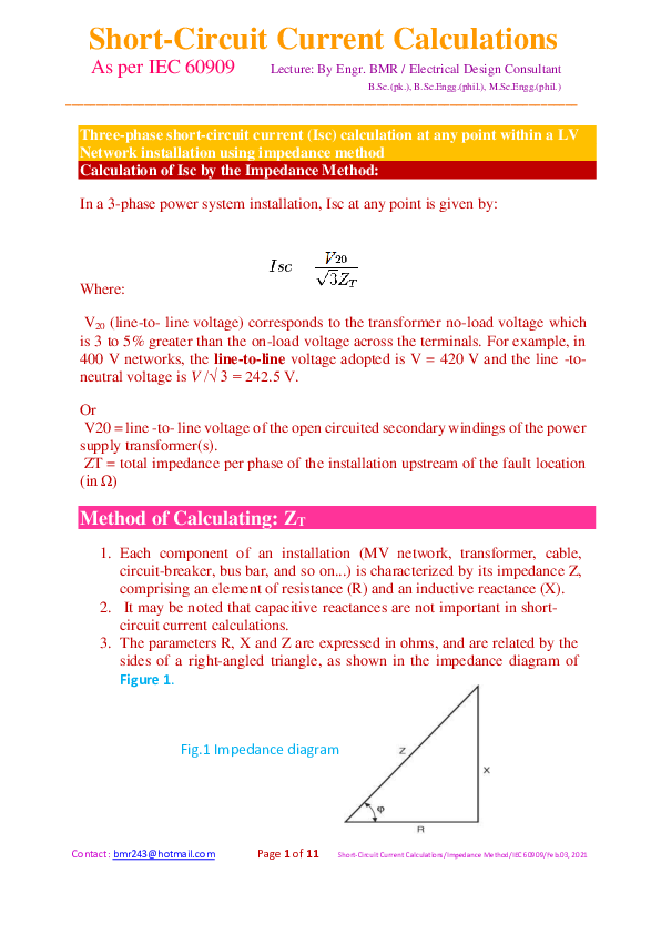 (PDF) ShortCircuit Current Calculations As per IEC 60909 Threephase