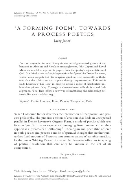 (PDF) 'A Forming Poem': Towards a Process Poetics