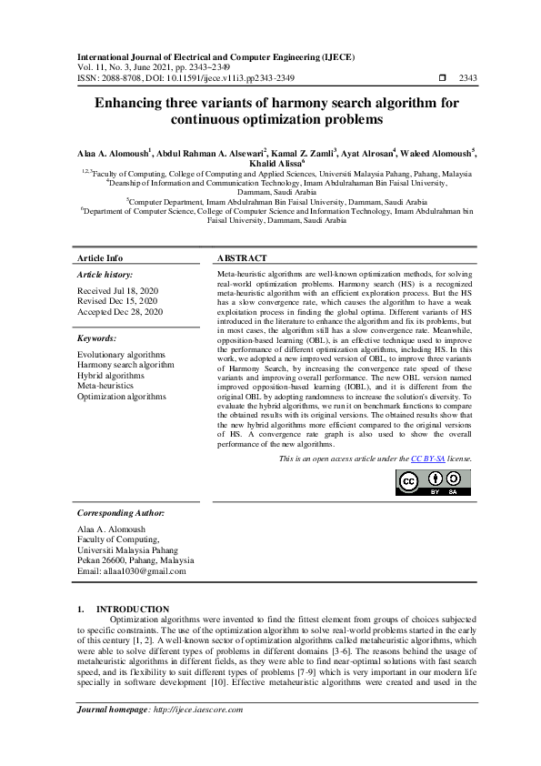 (PDF) Enhancing three variants of harmony search algorithm for ...