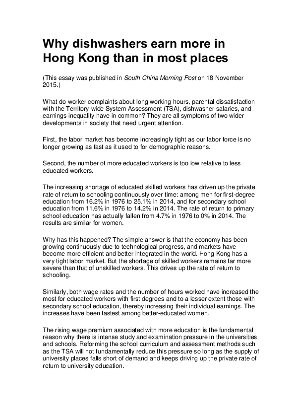 (PDF) Why dishwashers earn more in Hong Kong than in most places Yue