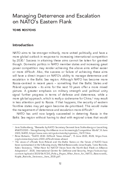 (PDF) Managing Deterrence and Escalation on NATO's Eastern Flank.