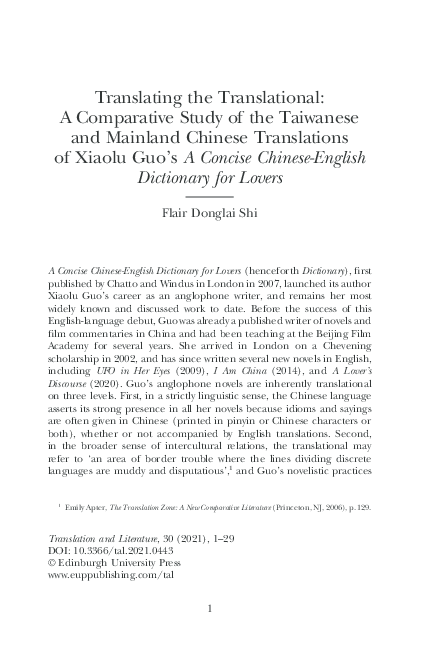 (PDF) • 'Translating the Translational: A Comparative Study of the ...
