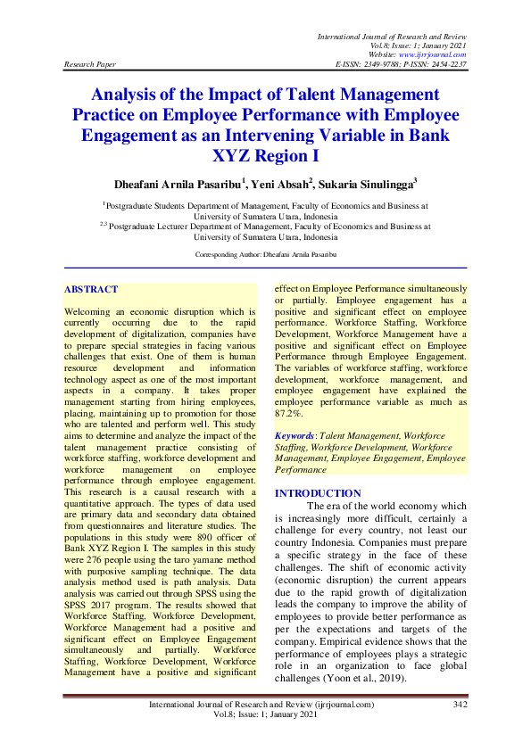 (PDF) Analysis of the Impact of Talent Management Practice on Employee ...