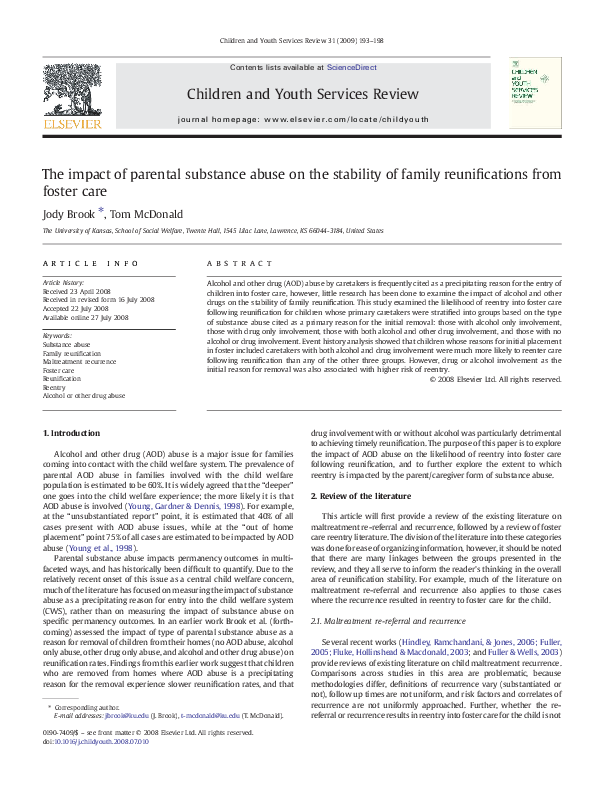(PDF) The impact of parental substance abuse on the stability of family ...
