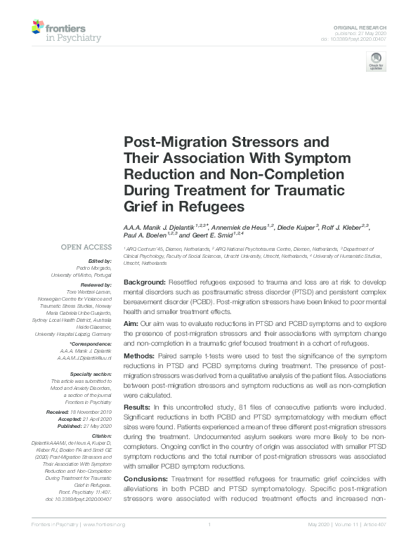 (PDF) Post-Migration Stressors and Their Association With Symptom ...