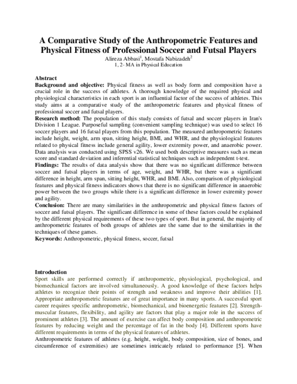 (PDF) A Comparative Study of the Anthropometric Features and Physical ...