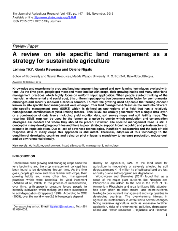 (PDF) A review on site specific land management as a strategy for ...