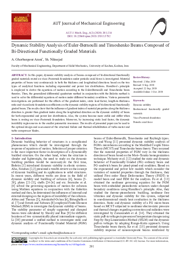 (PDF) Dynamic Stability Analysis of Euler-Bernoulli and Timoshenko ...