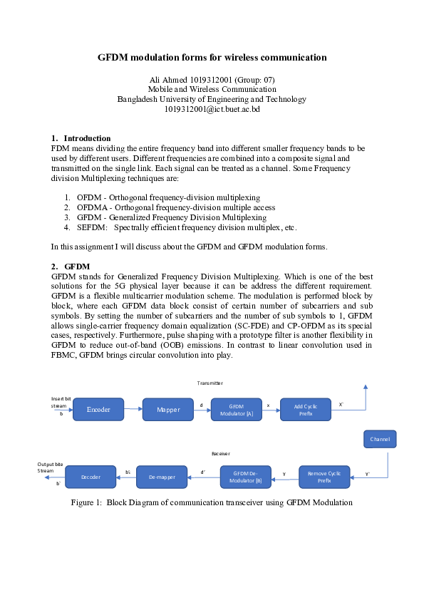 (DOC) GFDM modulation forms for wireless communication