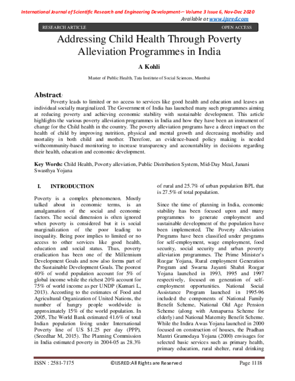 (PDF) Addressing Child Health Through Poverty Alleviation Programmes in ...