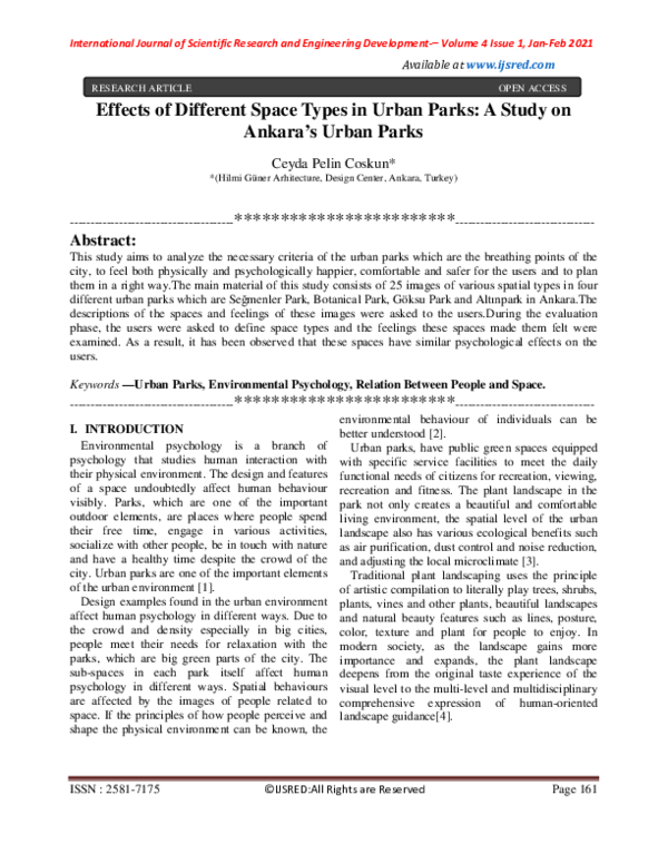 (PDF) Effects of Different Space Types in Urban Parks: A Study on ...