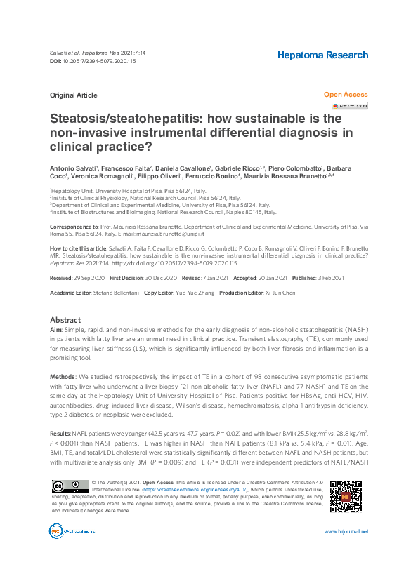 (PDF) Steatosis/steatohepatitis how sustainable is the noninvasive
