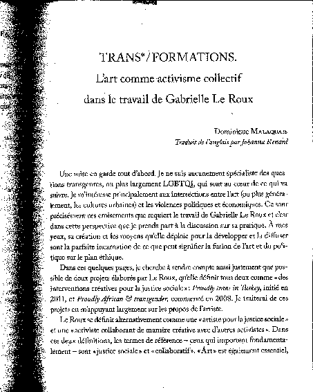 (PDF) Trans*/Formations. L'art comme activisme collectif dans le ...