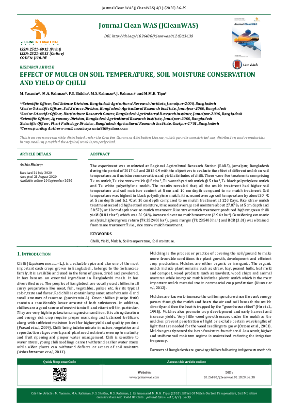 (PDF) Effect Of Mulch On Soil Temperature, Soil Moisture Conservation
