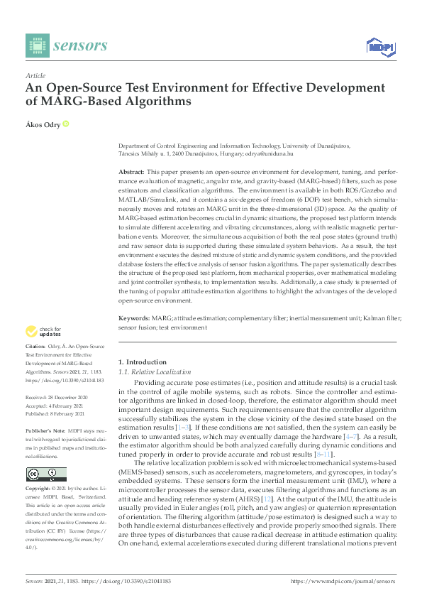 (PDF) An Open-Source Test Environment for Effective Development of MARG ...