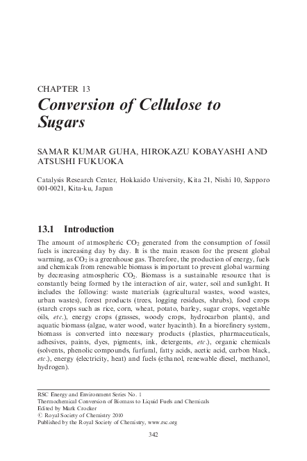 (PDF) Conversion of Cellulose to Sugars