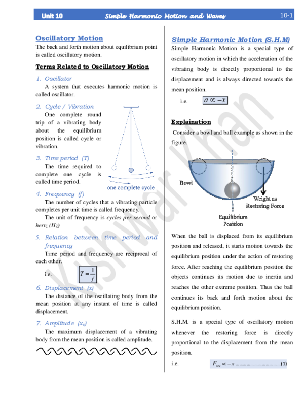 (PDF) Oscillatory Motion kishwar khan Academia.edu