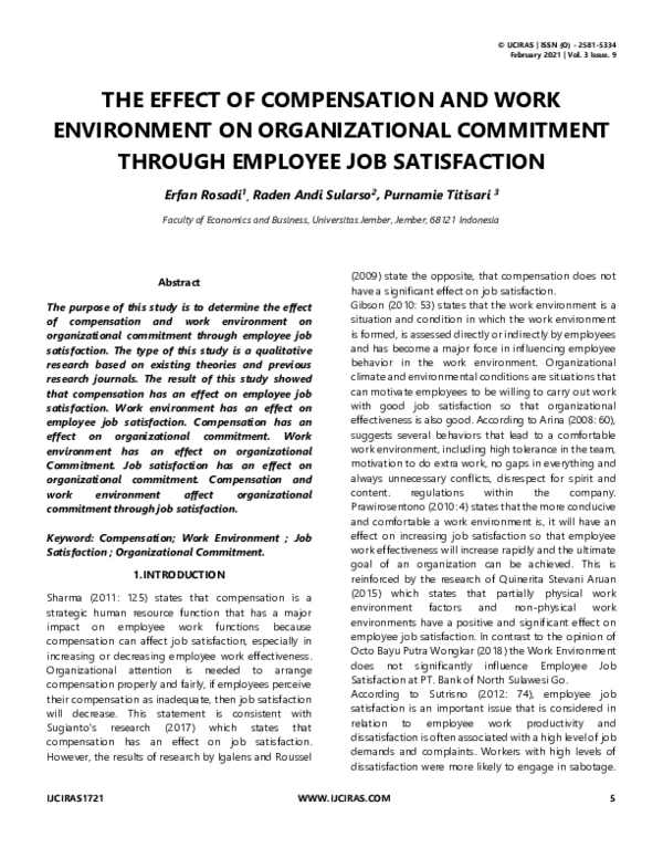 Pdf The Effect Of Compensation And Work Environment On Organizational Pdf The Effect Of Compensation And Work Environment On Organizational