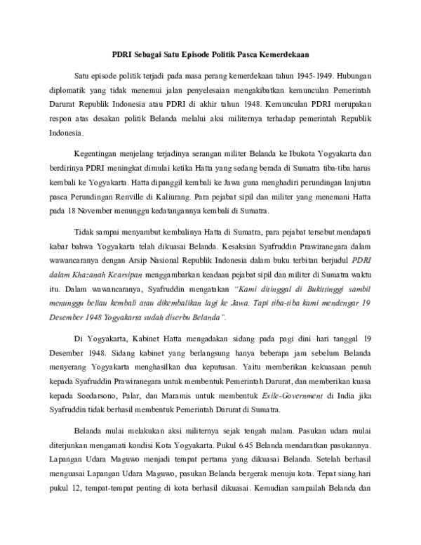 (DOC) PDRI Sebagai Satu Episode Politik Pasca Kemerdekaan