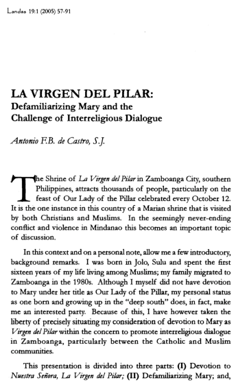(PDF) La Virgen del Pilar: Defamiliarizing Mary and the Challenge of ...