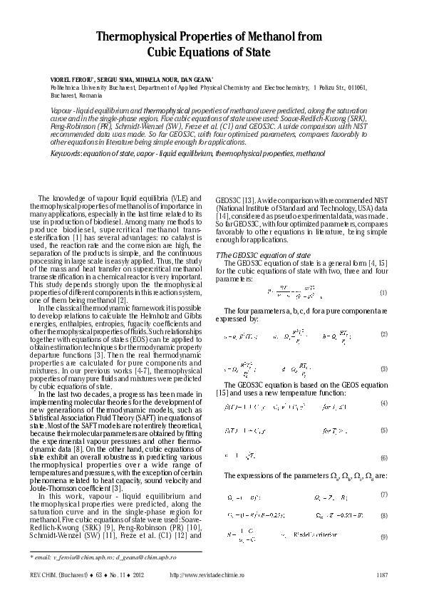 Cubic Equations Of State