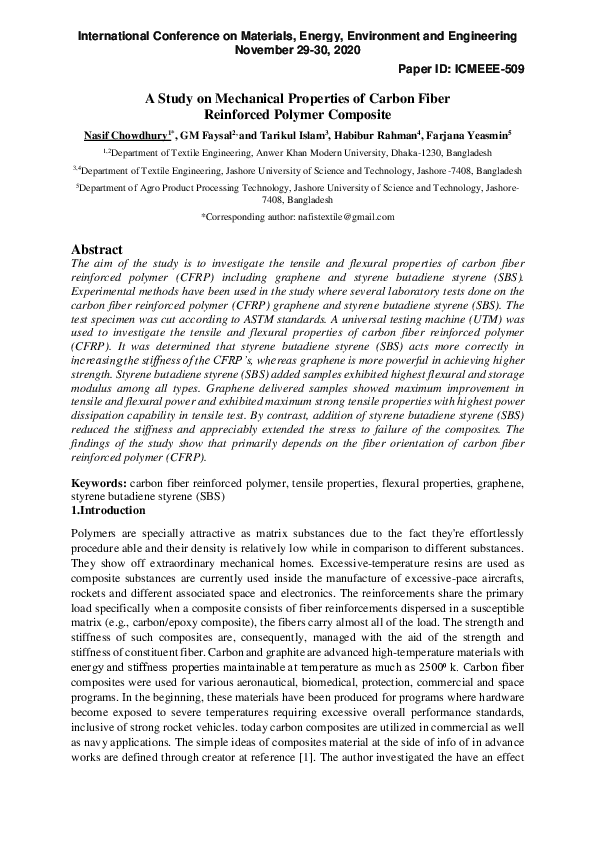 (PDF) A Study on Mechanical Properties of Carbon Fiber Reinforced ...