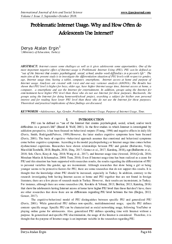 (PDF) Problematic Internet Usage: Why and How Often do Adolescents Use ...