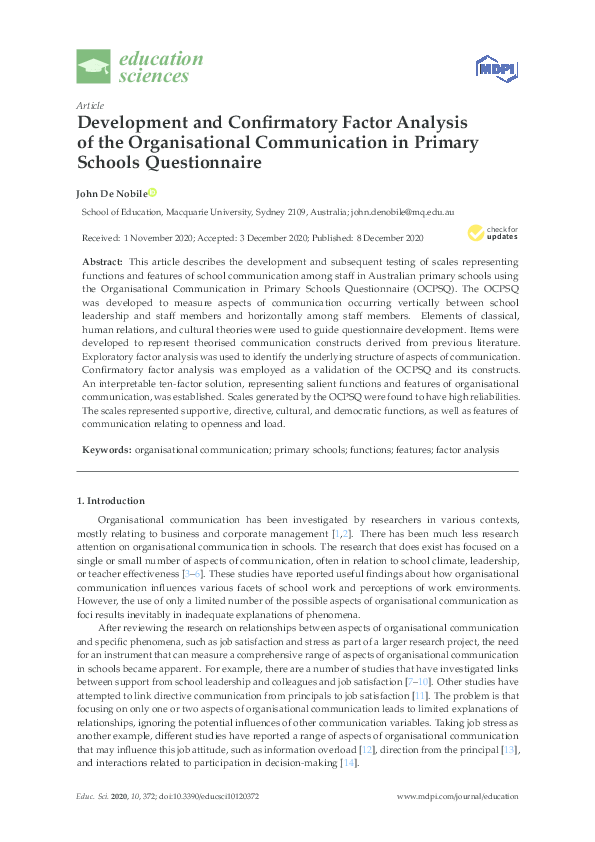 (PDF) Development and Confirmatory Factor Analysis of the ...