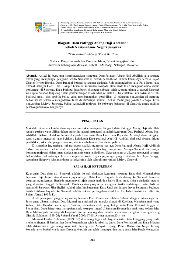 (PDF) Biografi Datu Patinggi Abang Haji Abdill
