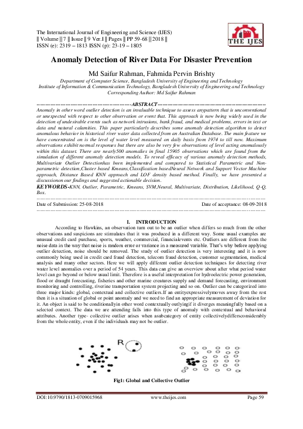 (PDF) Anomaly Detection of River Data For Disaster Prevention