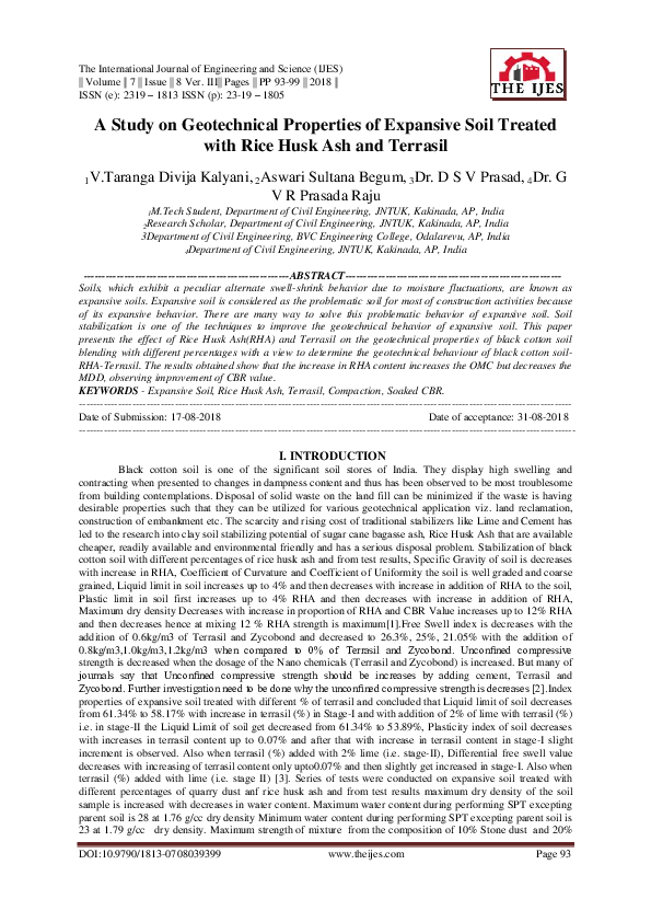 (PDF) A Study on Geotechnical Properties of Expansive Soil Treated with ...