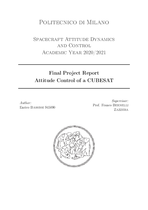 (PDF) Spacecraft Attitude Dynamics and Control Attitude Control of a