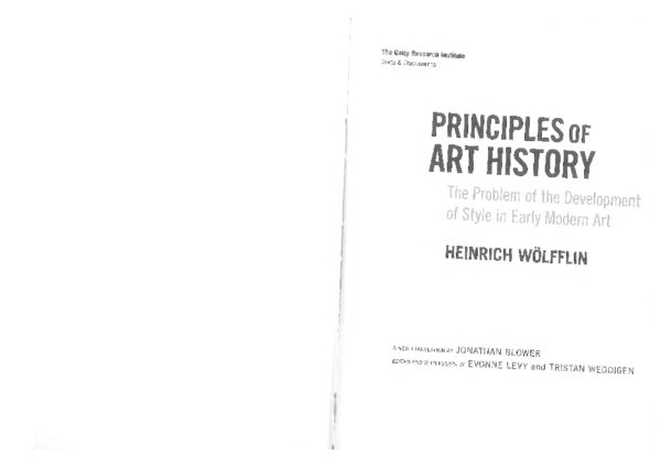 Pdf Wolfflin S Principles Of Art History 1915 2015 A Prolegomenon For Its Second Century Evonne Levy Academia Edu