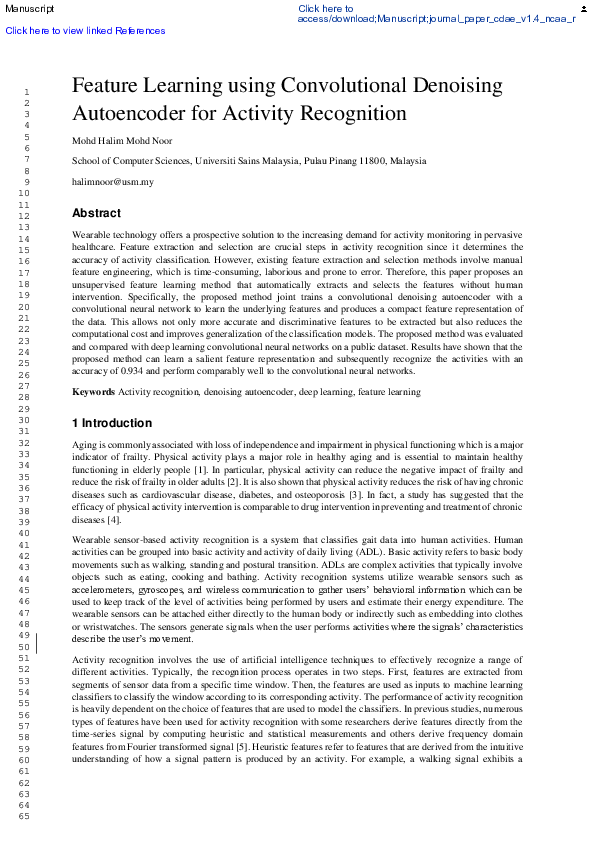 (PDF) Feature Learning using Convolutional Denoising Autoencoder for ...