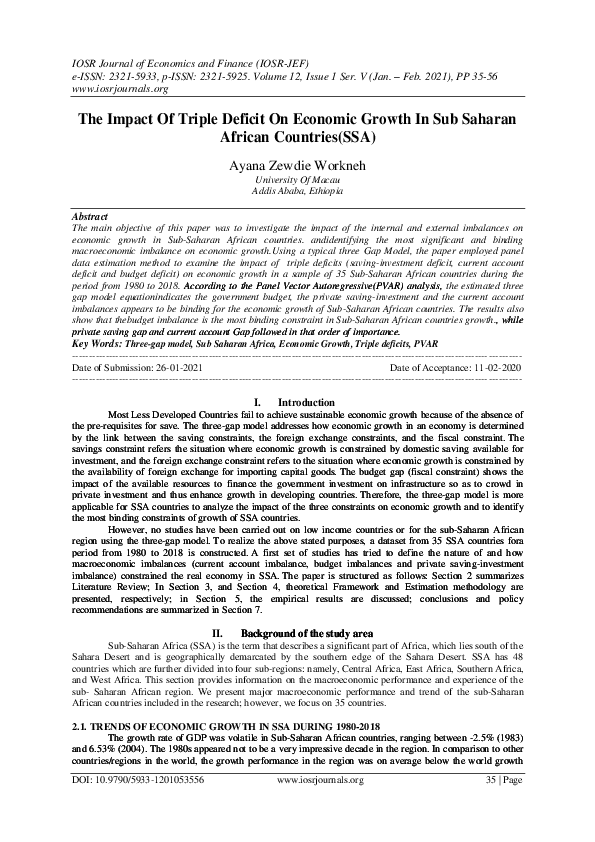 (PDF) The Impact Of Triple Deficit On Economic Growth In Sub Saharan ...
