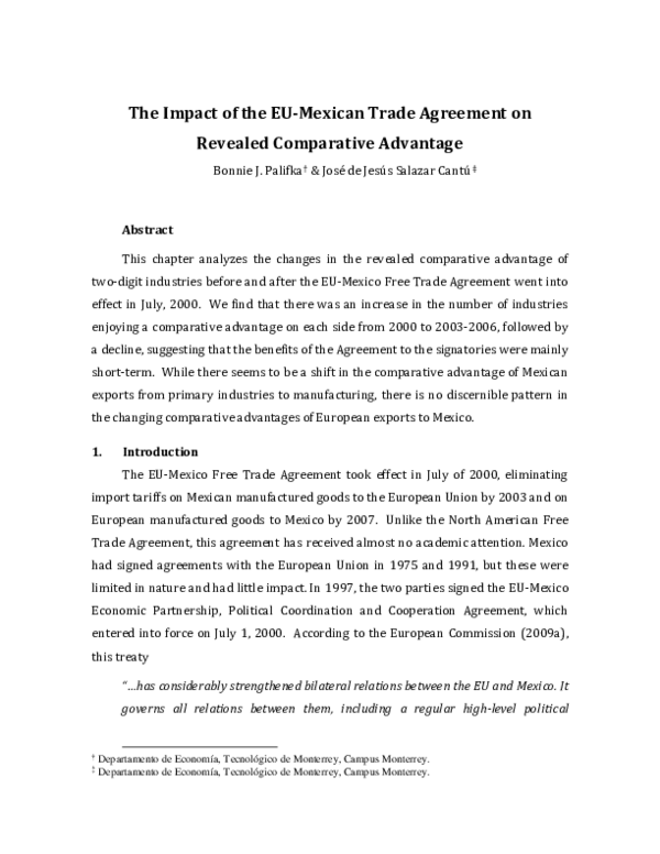 (PDF) The Impact of the EUMexican Trade Agreement on Revealed