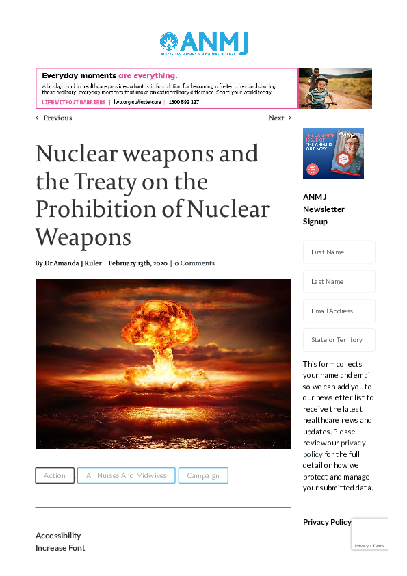 (PDF) Nuclear weapons and the Treaty on the Prohibition of Nuclear Weapons
