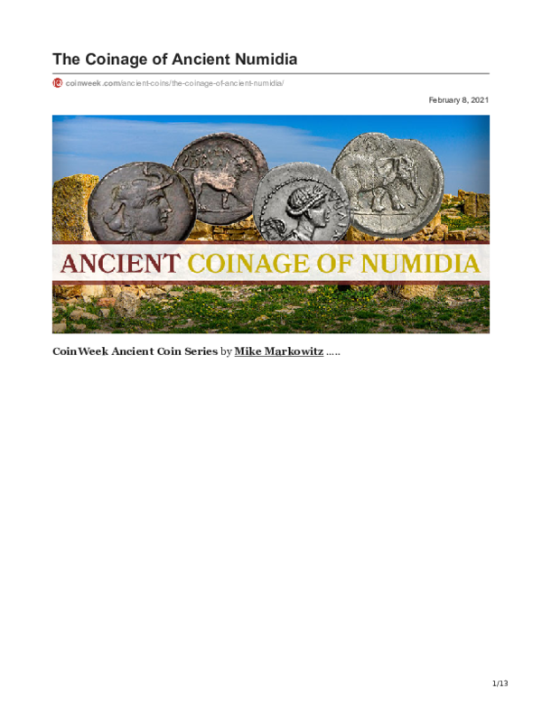 (PDF) Coinage of Ancient Numidia Mike Markowitz Academia.edu