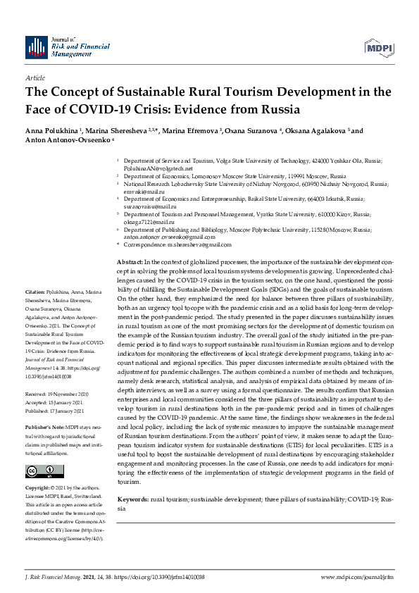 (PDF) The Concept of Sustainable Rural Tourism Development in the Face ...