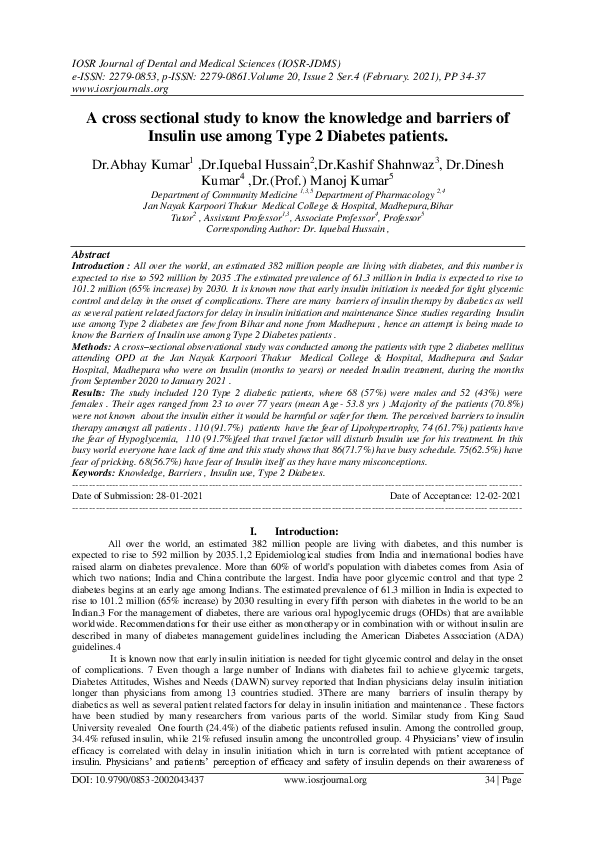 (PDF) A cross sectional study to know the knowledge and barriers of ...