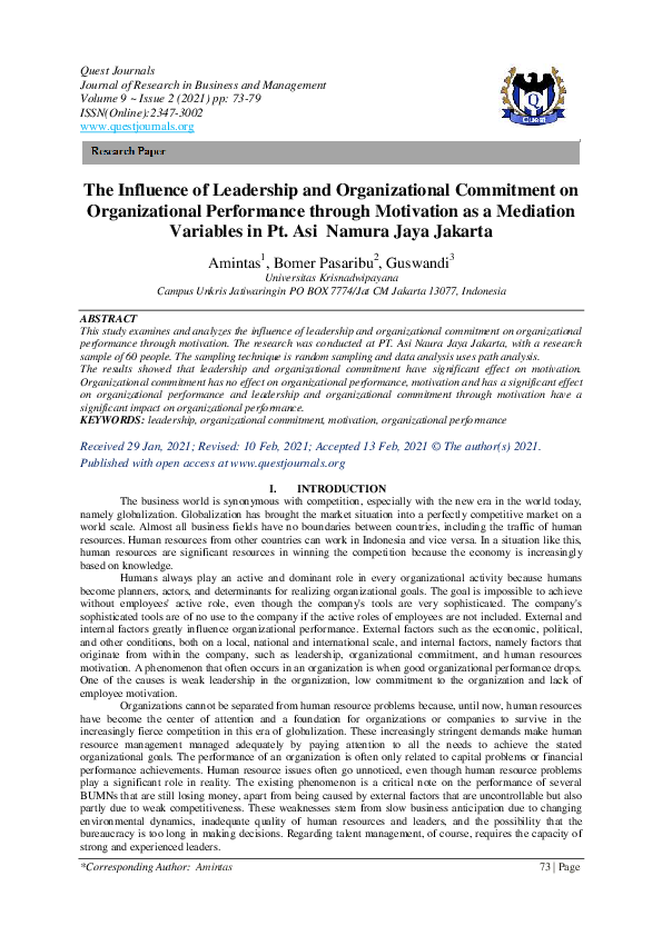 (PDF) The Influence of Leadership and Organizational Commitment on ...