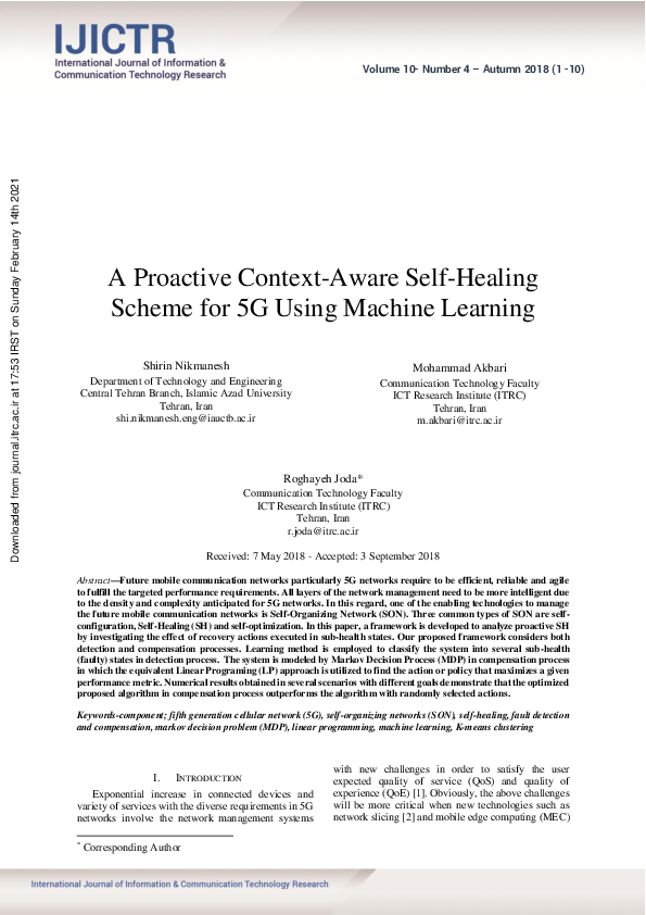 (PDF) A Proactive Context-Aware Self-Healing Scheme for 5G Using ...