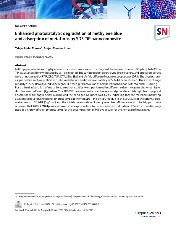 (PDF) Enhanced photocatalytic degradation of methylene blue and ...