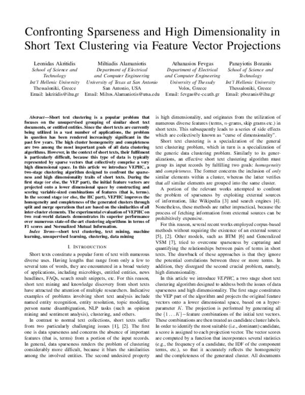 (PDF) Confronting Sparseness and High Dimensionality in Short Text ...