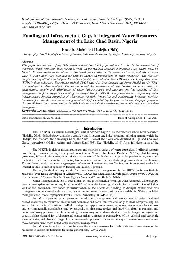 (PDF) Funding and Infrastructure Gaps in Integrated Water Resources ...