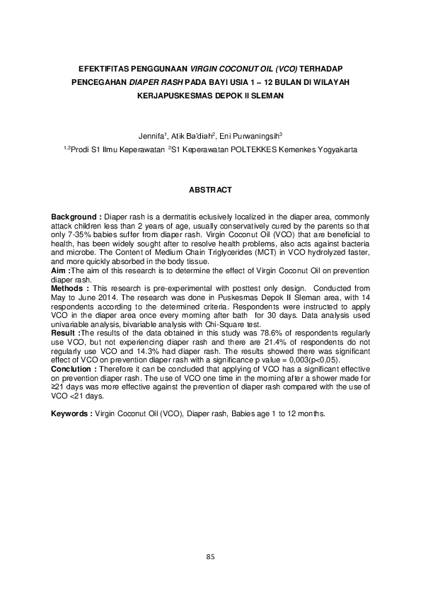 (PDF) EFEKTIFITAS PENGGUNAAN VIRGIN COCONUT OIL (VCO) TERHADAP