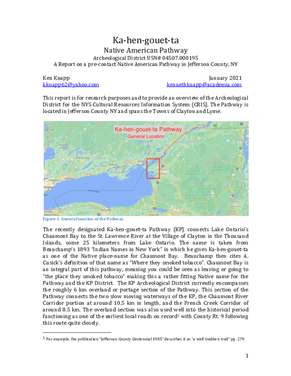 (PDF) Ka-hen-gouet-ta Native American Pathway